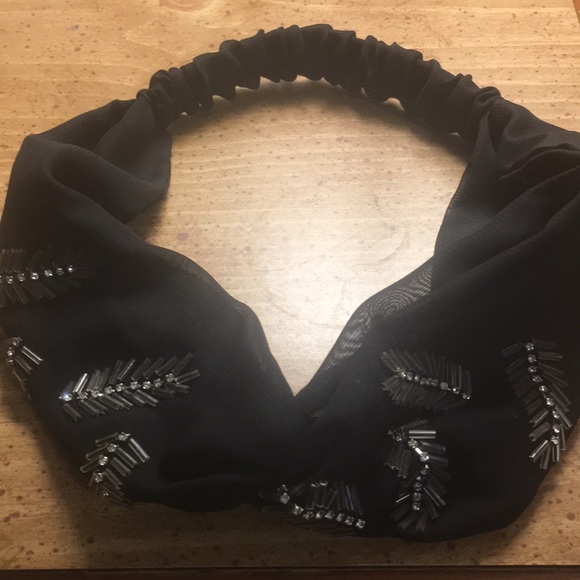 Criss Cross Headband Black/Silver feather🖤sheer🖤 - Picture 5 of 9
